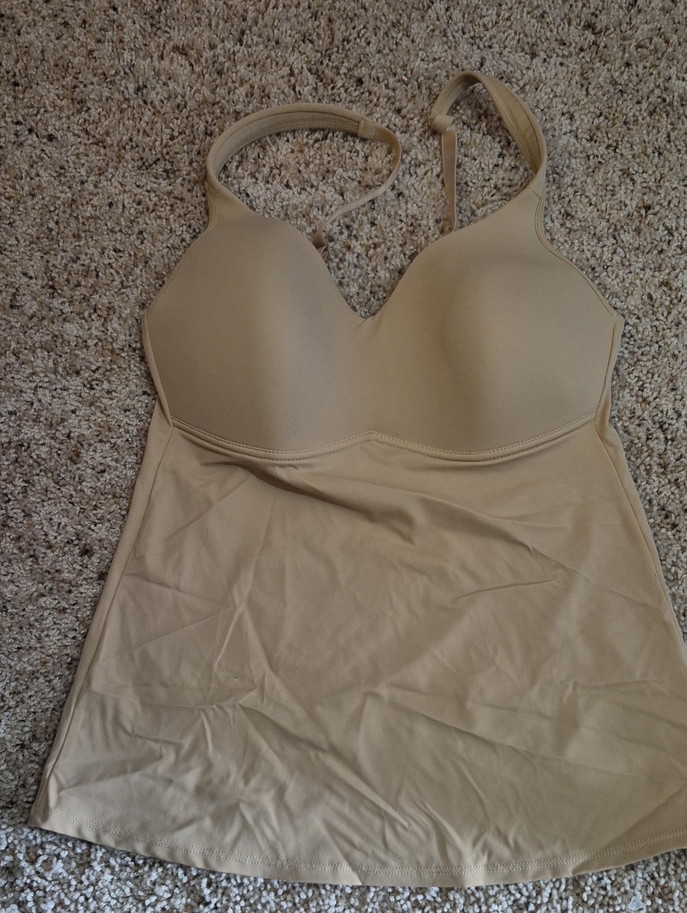 Rhonda Shear Beige Seamless Shaping Camisole with Built-In Cups